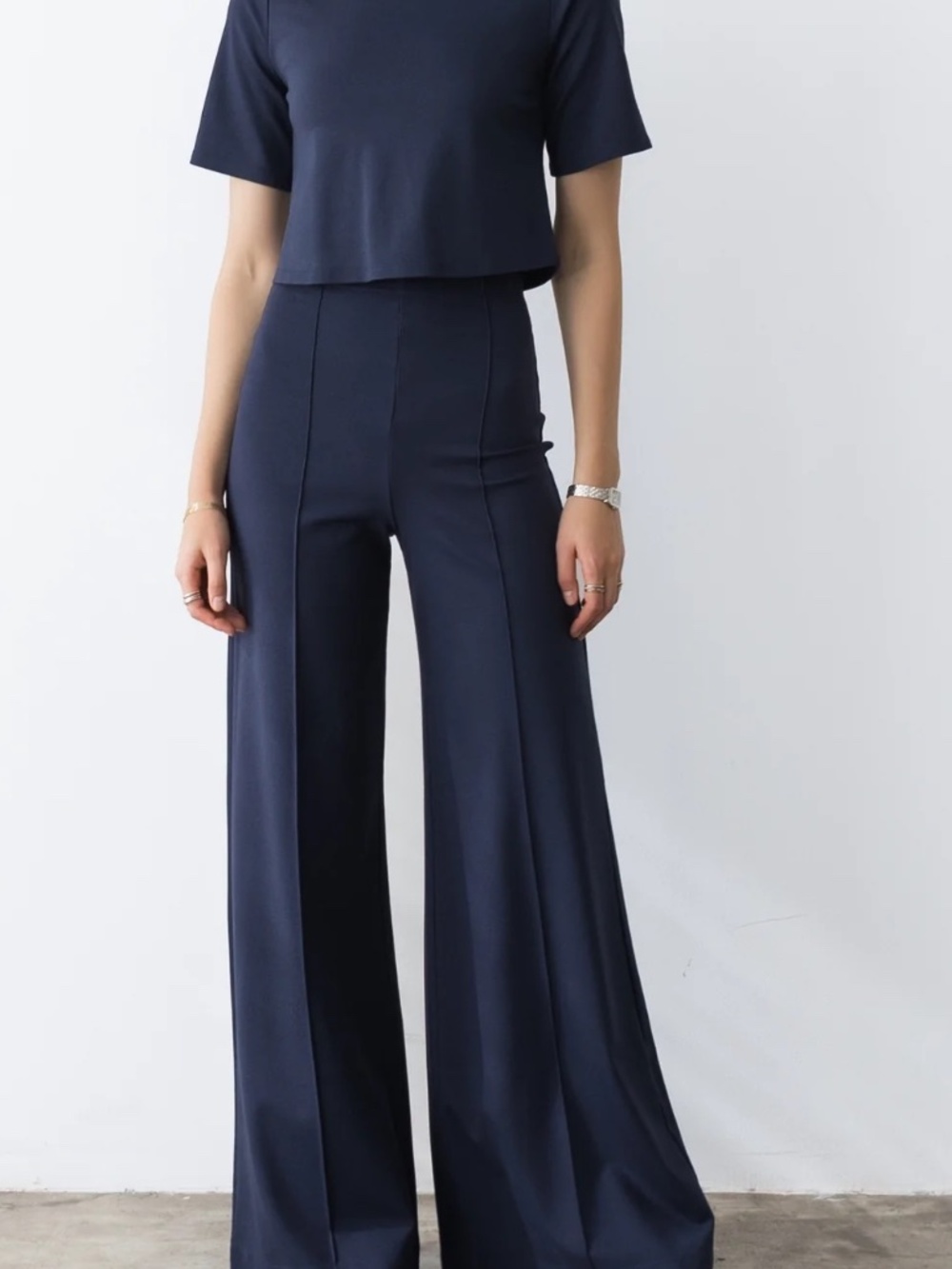 Ripley Rader Navy blue Wide Leg Ponte Pants Size 3 M Medium Women's Like NEW